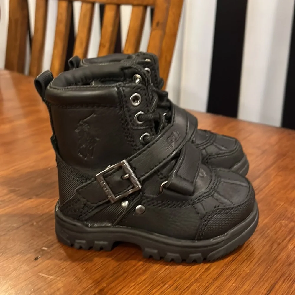 Polo Ralph Lauren Tavin Boots black new Toddlers Infant Boys Size 4